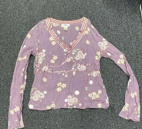 Old Navy Y2k 2000s boho floral fairy long sleeve blouse top lavender purple small