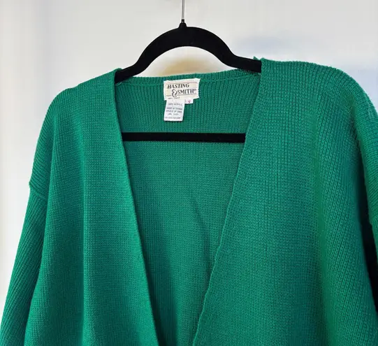 Vintage 80s Kelly Green Cardigan Sweater Double Breasted Knit Grandpa Small