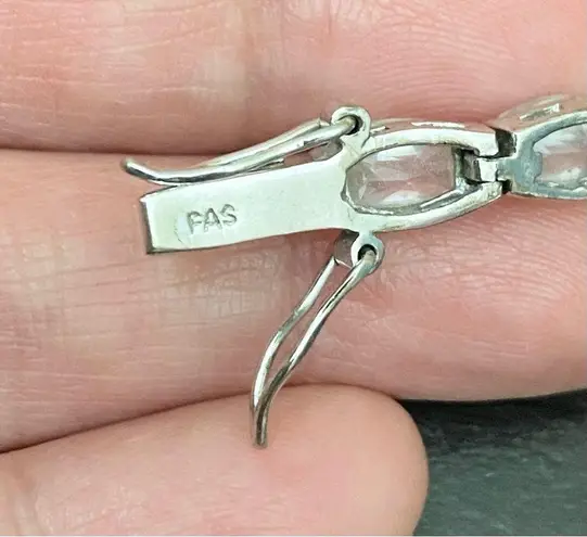 Sterling Silver Vintage FAS 925 Stamped CZ Cubic Zirconia Tennis Bracelet