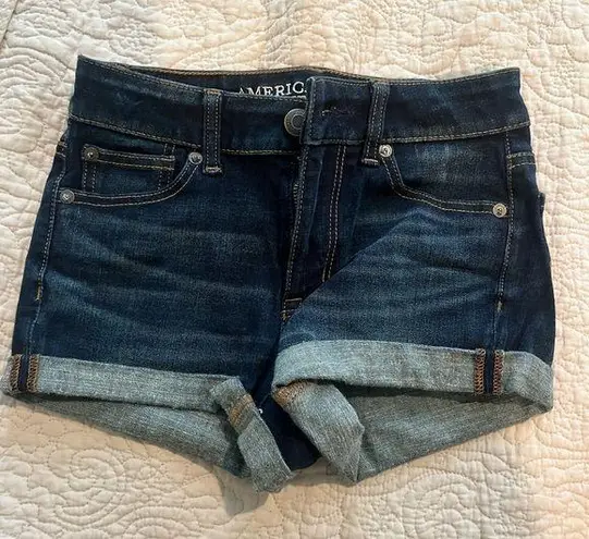 American Eagle  dark wash denim/jean shorts hi rise shortie