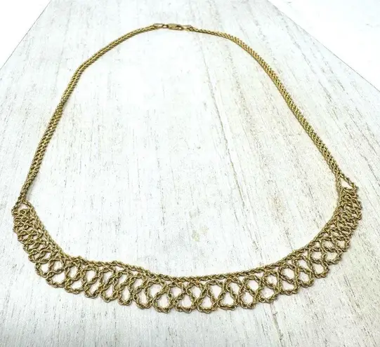 Twisted Solid 14K yellow gold  mesh rope necklace, 5.4g