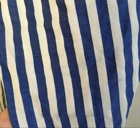 ZARA  Trafaluc Pinstripe Paperbag Woven Trousers Blue and White Size XS