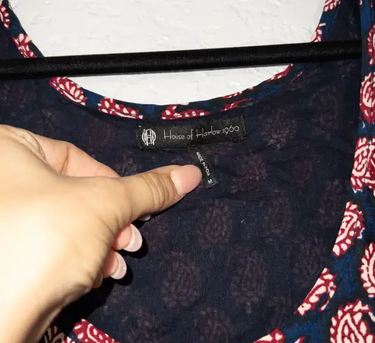 House of Harlow 1960 Maroon & Blue Patterned Tunic Dress Size Medium