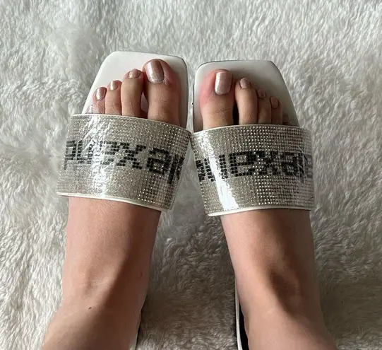 Boutique White bling bling rhinestone sandals 9