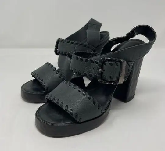 John Fluevog Tuggawar Hopscotch Black Strappy Heels (6.5)
