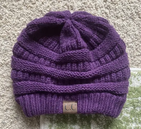 C.C. Beanie Knit Beanie Hat In Purple - Image 1