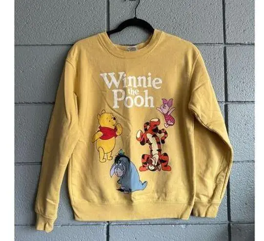 Disney Women's   Winnie the Pooh and Friends Yellow Fleece Pullover Top Size S