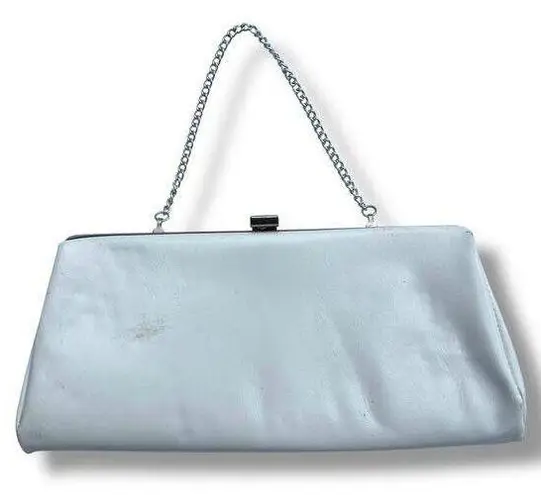 Boutique Vintage Clutch Purse Handbag White Silver Chain Top Handle - Image 1