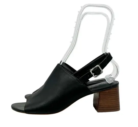 Sole Society Shawde Leather Peep Toe Block Heel Casual Sandals Black Size 9