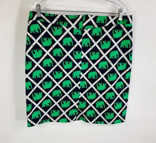 Elephant Bamboo Print Mini Skirt Green Blue 12