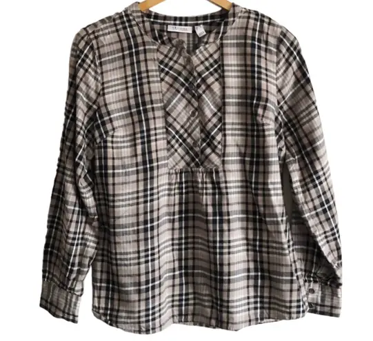 Denim & Co  Plaid Blouse 