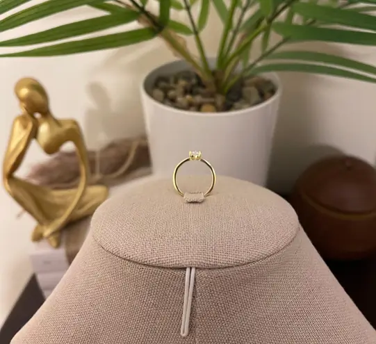 Sterling Silver SIZE 7 18kt Gold Plated 925 Dainty Heart Cubic Zirconia Sparkling Ring