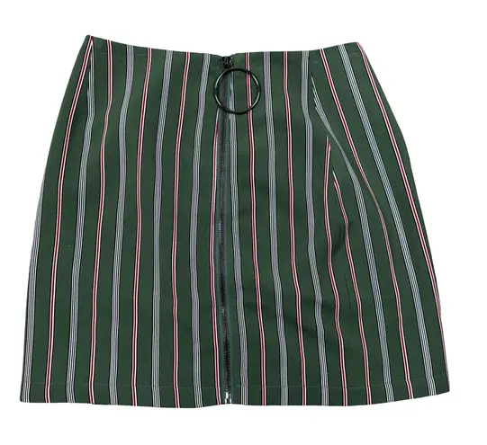 The Fifth Label Axial Stripe Green Multi Zipper Front Mini Skirt Size XS