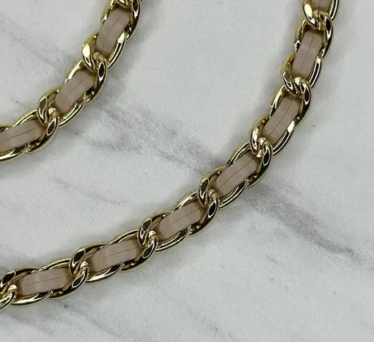 Faux Leather Woven Gold Tone Chain Link Purse Handbag Replacement Strap ✨