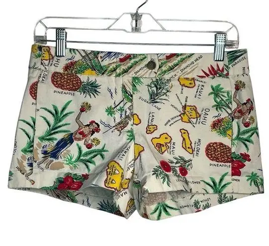 J. Crew Factory Sz 0 Hawaiian Print Shorts Tropical Vacation