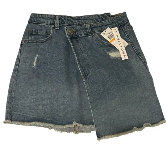 Tinseltown Asymmetrical Frayed Hem Skirt