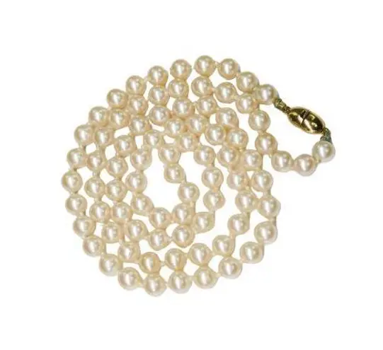 Monet 1980s Vintage Pearl Necklace Gold Accents