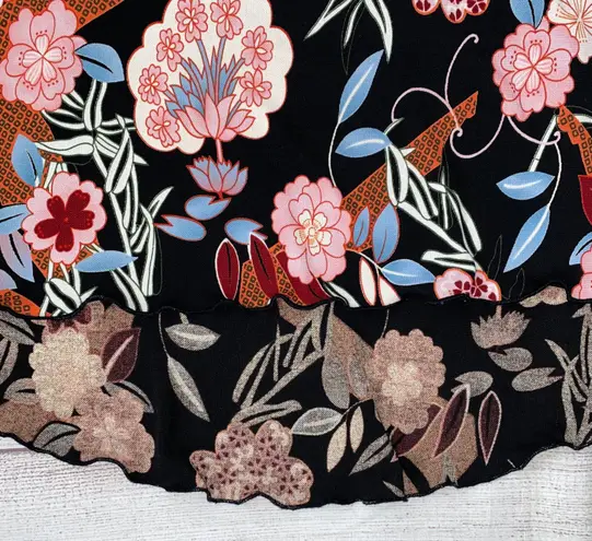 To The Max women S floral print hi-low skirt w/satin tie belt