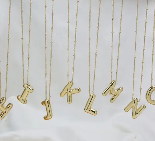Bubble Balloon Letter O Initial Necklace Gold
