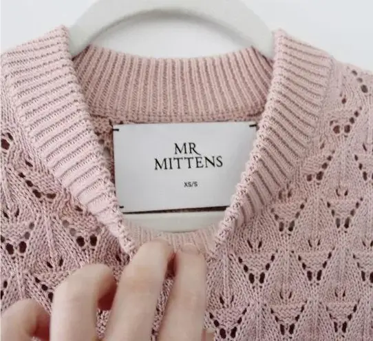 I Love Mr. Mittens Pointelle-Knit Cotton Sweater Vest in Blush Size XS/S