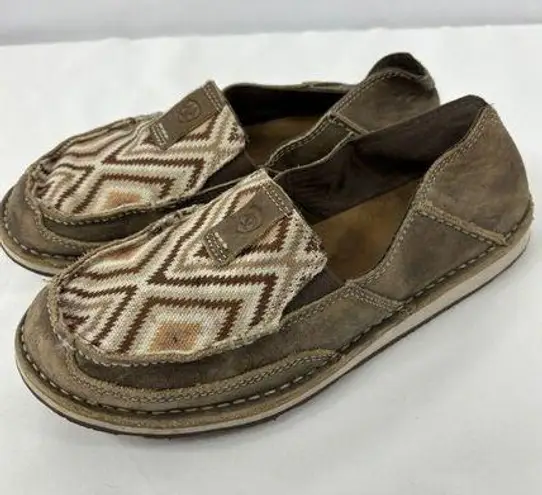 Ariat  Brown Bomber Aztec Loafer Slip On Leather Print 7.5 B