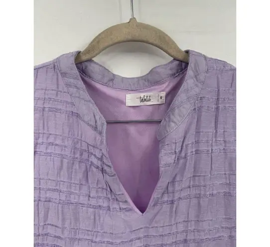 TALULAH Mini Dress Women Small Purple Textured Tiered Farm Cottage Peasant Fairy