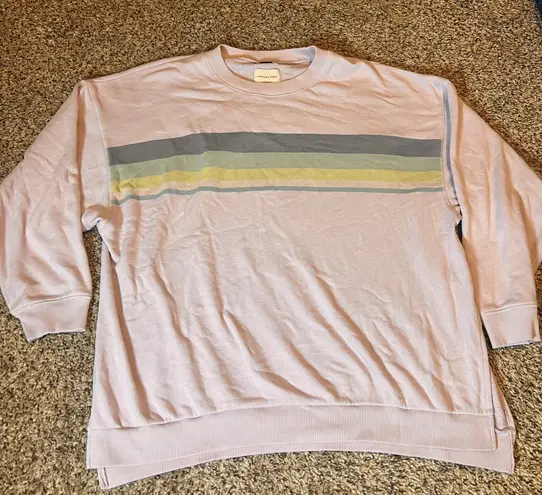 American Eagle Jeggings Fit Striped Pullover Crewneck Sweatshirt Medium Purple