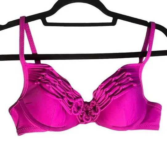 BECCA by Rebecca virtue Women Padded Bathing Suit Bikini Top Magenta Pink M NWOT