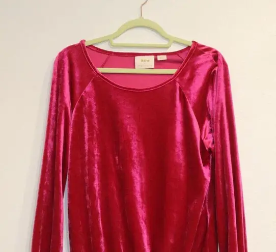 Maeve Anthropologie Pink Candace Velvet Long Sleeve Stretch Top Sz XS