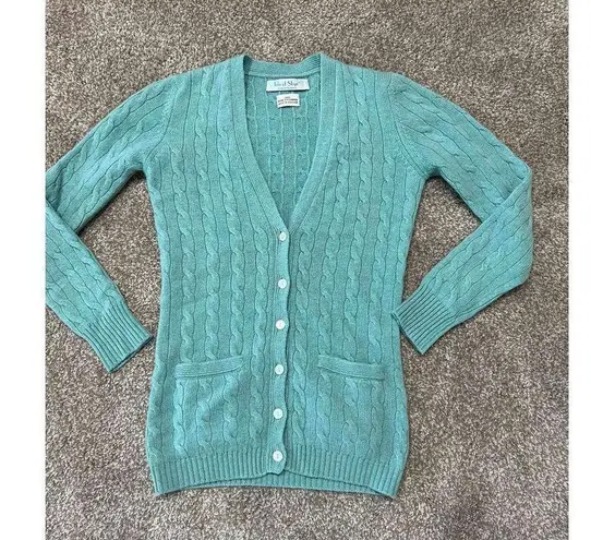 Isle of Skye Women Scotland Made Pure Cashmere Blue cardigan sweater fit sz S