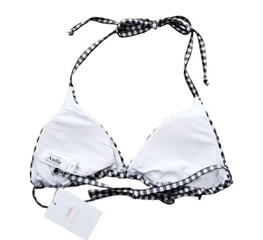 ANDIE  Swim The String Bikini Top Size Medium Black White Gingham Check