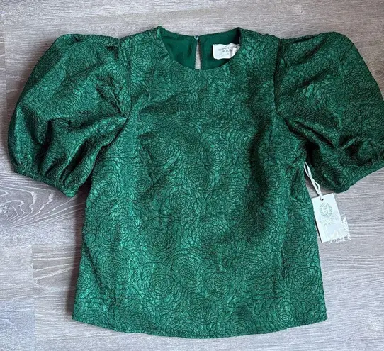NEW TUCKERNUCK HYACINTH HOUSE Green Jacquard Noelle Blouse XS