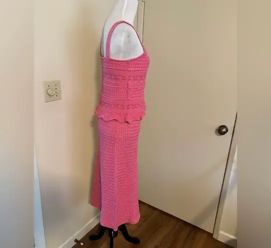 Lucy Paris Square Neck Sleeveless Crochet Sweater Tank With Matching Skirt Set