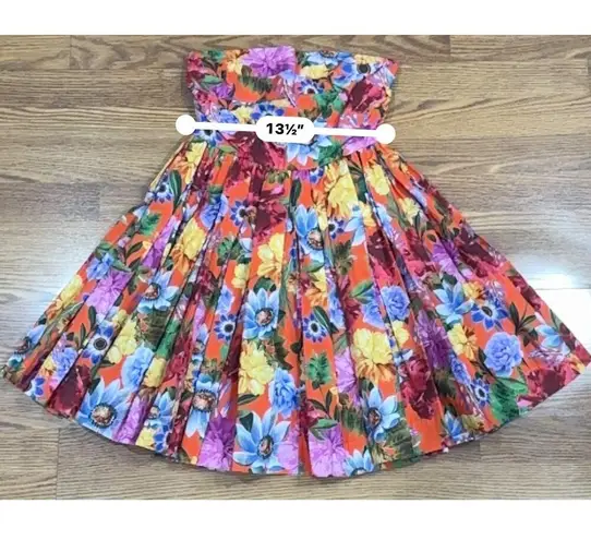 Cara Cara mini strapless floral multicolored Pleated Nadia Dress 4 Orange