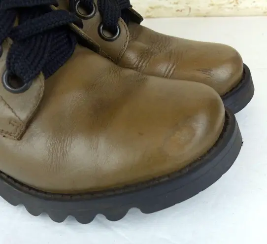 Fly London Ragi 539Fly Leather Combat Boots 36 5.5 Tan Ankle Lace Up Grunge FLAW