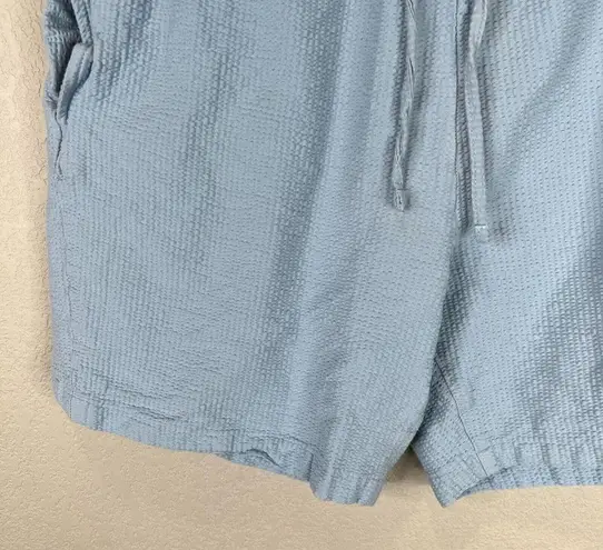 ONIA  Women's Waffle Knit Shorts Elastic Waist Drawstring Blue Size L