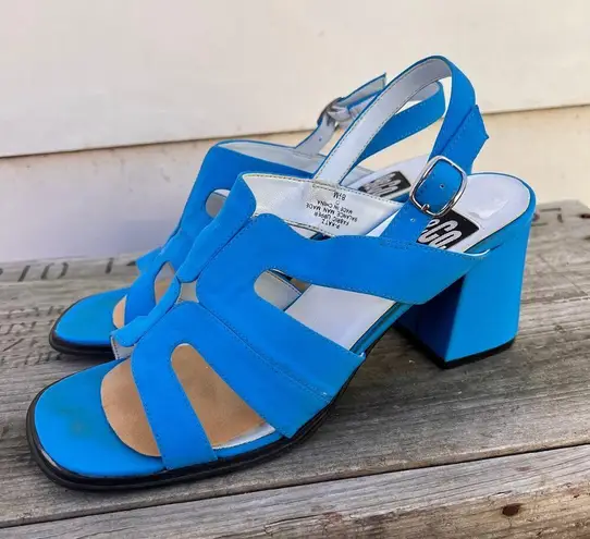 Vintage 90s Y2K 9&CO blue strappy chunky heels Size 8.5