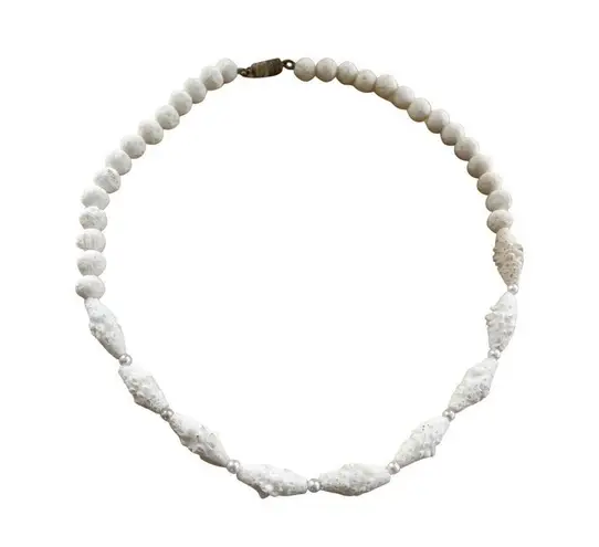 Vintage Bleached Lava Stone and Pearl Choker