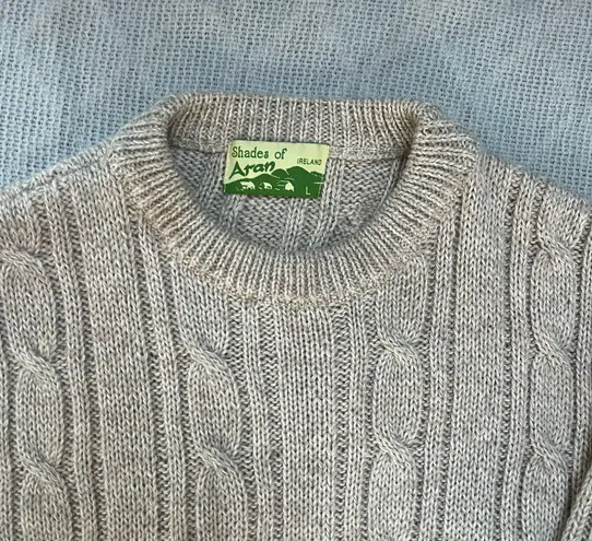 Chunky Cable Knit Sweater Tan Size L