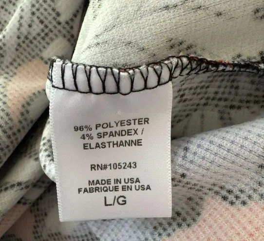 Bobeau Mock Neck Sleeveless Tank Top Sz: L Floral Zip Back Blue Waffle Knit