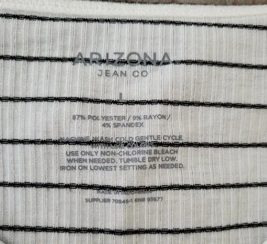 Arizona Jeans Arizona Jean Co White and Black Stripe Ribbed 3/4 Sleeve Top Size Large