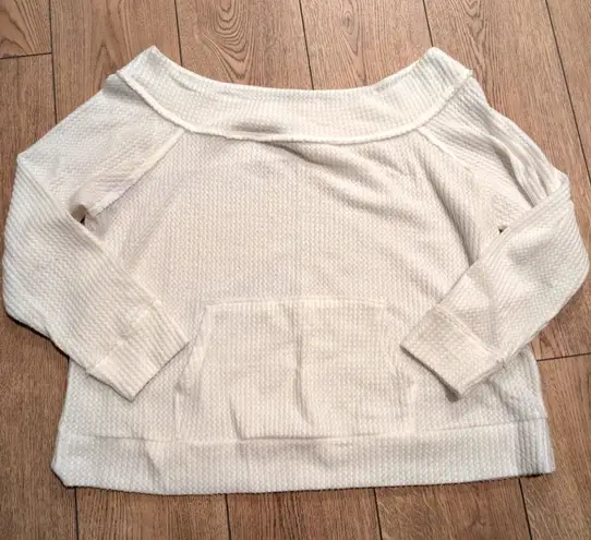 GibsonLook Plus 1X 2X Cream White Waffle Knit Wide Neck Top Shirt Nordstrom