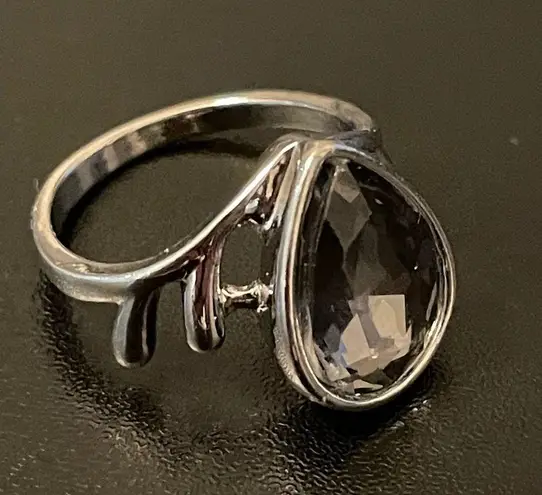 Water drop gray rhinestone ring size 8