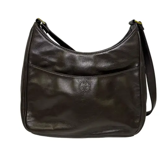 Giani Bernini Dark Brown Leather Shoulder Bag Purse Hobo Style