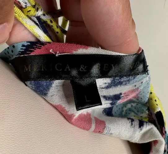 Gorgeous America and Beyond Chevron Pattern Beach Bathing Suit Coverup Dress Blue Size L