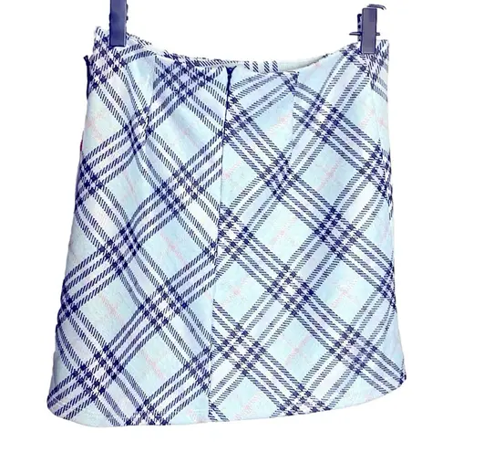 NWT Y2K Mini Skirt Size Medium Knit Academia Plaid Grunge School Girly coquette Blue