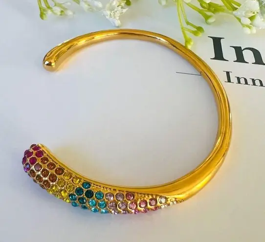 18K Gold plated Open Cuff bangle Bracelet multi Stainless Steel womens jewelry