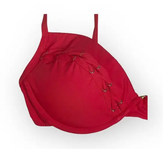 La Blanca ᯾ Whipstich Grommet Detailed Underwire Cup Bikini Top ᯾ Red ᯾ Large