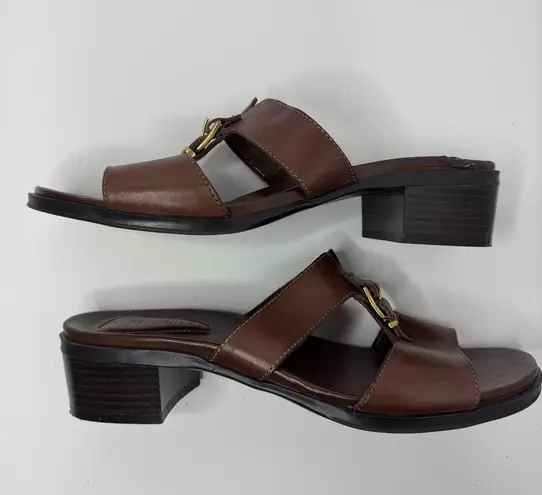 Naturalizer Brown Leather Slip-On Sandals Size 10M
