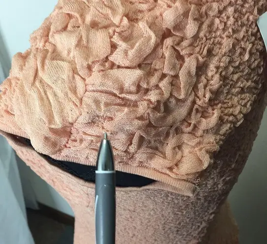 Alexander McQueen blush peach textural pucker knit flounced dress size s…